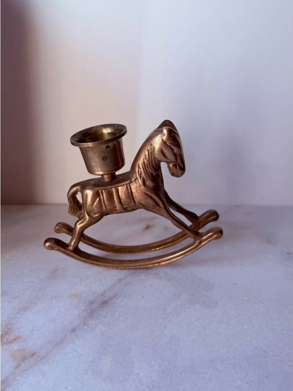 Brass Rocking Horse Candle Holder - Vintage Style